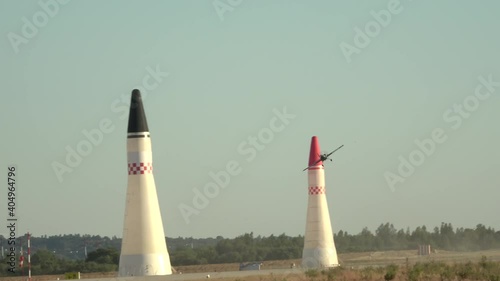 Plane competing in air race