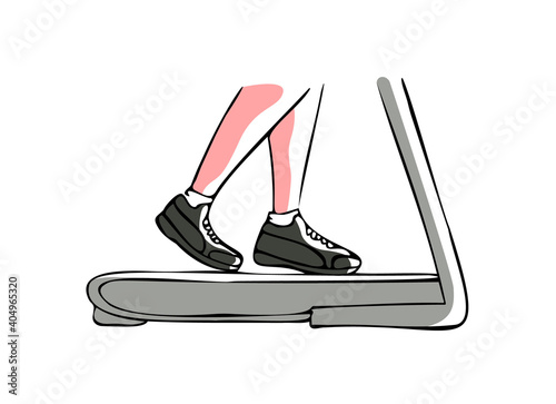 Vector drawn isolated image with feet running