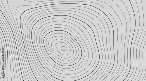 The stylized height of the topographic contour in lines and contours. The concept of a conditional geography scheme and the terrain path. Black on Gray. Ultra wide size. Vector illustration.