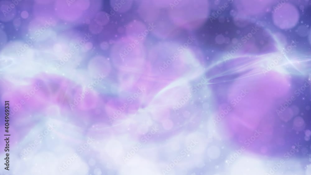 Magic seamless loop violet blue coloured fractal light bokeh with flames or streaks animation background.  Concept screensaver animation.