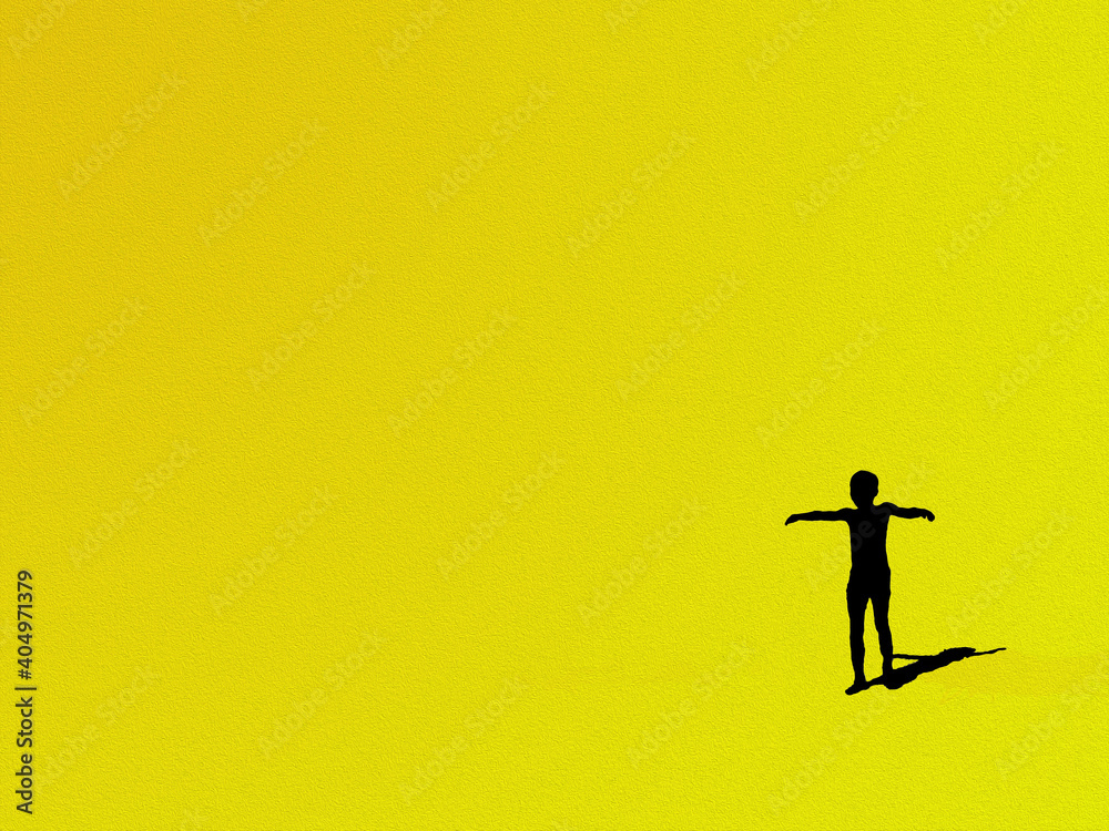 Black silhouette of human figure with crossed arms, on yellow background.
Digital illustration