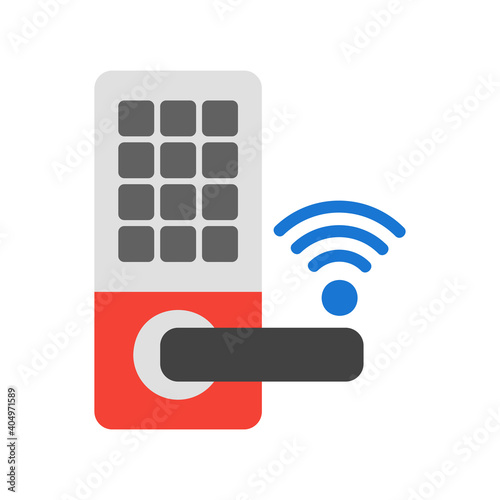 Smart lock icon vector illustration in flat style about internet of things for any projects