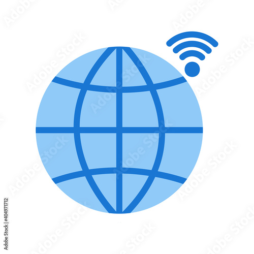 Globe icon vector illustration in flat style about internet of things for any projects