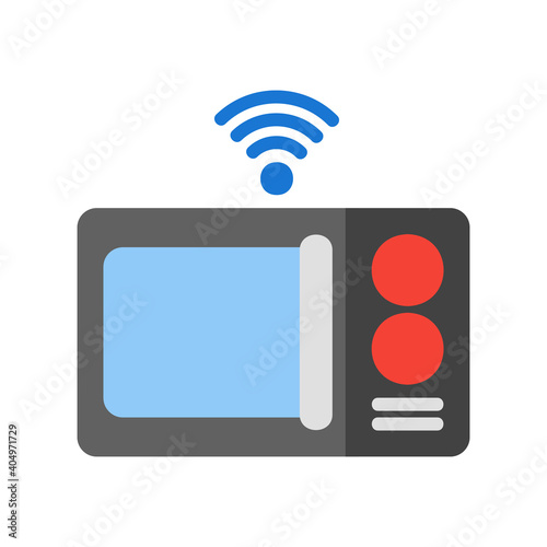 Microwave icon vector illustration in flat style about internet of things for any projects