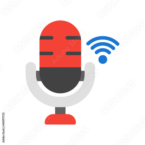 Microphone icon vector illustration in flat style about internet of things for any projects