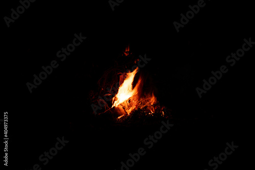 orange fire flames isolated black background