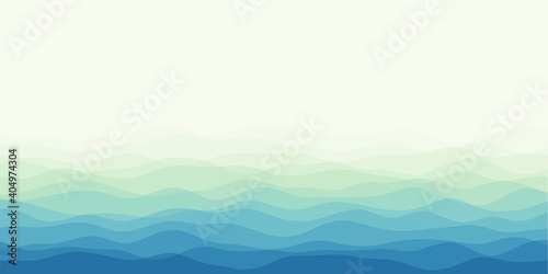 Abstract waves cover. Horizontal background with curves in green blue colors. Classy vector illustration.