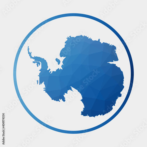 Antarctica icon. Polygonal map of the country in gradient ring. Round low poly Antarctica sign. Vector illustration.