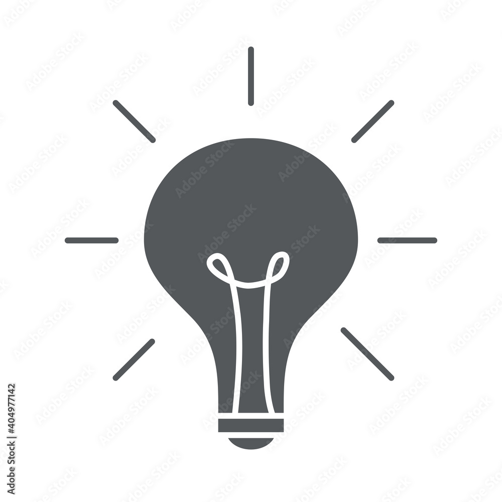icon of light bulb shining, silhouette style icon of light bulb shining, silhouette style