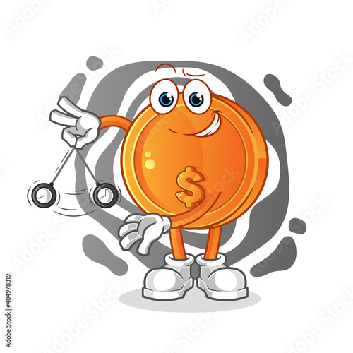 dollar coin hypnotizing cartoon. cartoon mascot vector