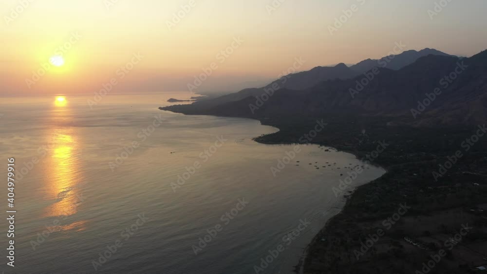sunset over the sea seen from above sunset over the sea seen from above