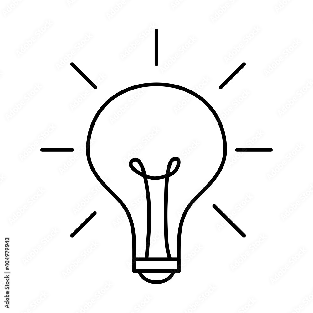 icon of light bulb shining, line style icon of light bulb shining, line style