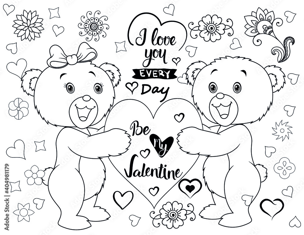 Valentines Day Coloring Book - Coloring book page for Valentine's Day ...