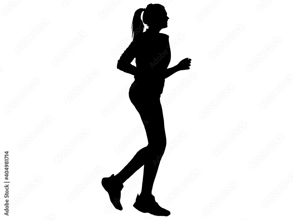 ジョギングをする女性シルエット_横顔3