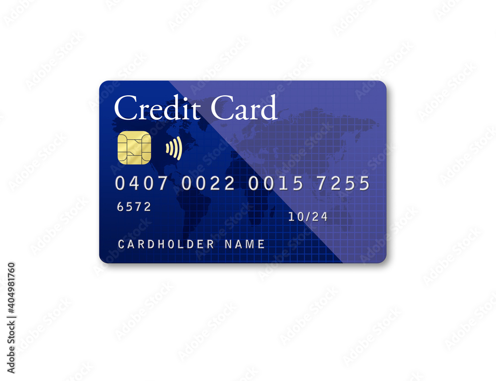 Mockup Blue Credit Card on White Background Mockup Blue Credit Card on White Background