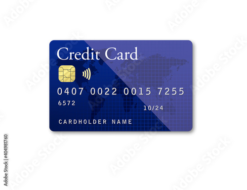 Mockup Blue Credit Card on White Background