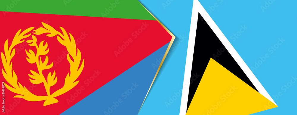 Eritrea and Saint Lucia flags, two vector flags. Eritrea and Saint Lucia flags, two vector flags.