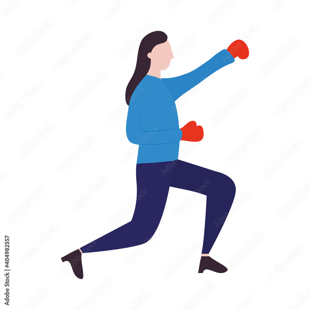 Fototapeta premium cartoon woman with boxing gloves fighting, colorful design