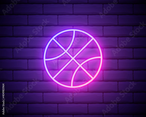 Basketball neon icon vector design element. Basketball symbol neon, light banner design element colorful modern design trend, night bright advertising, bright sign. Vector illustration