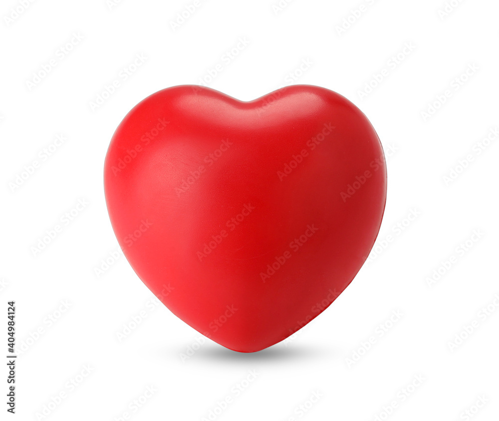 Close up single red hart isolated on white background with clipping path
