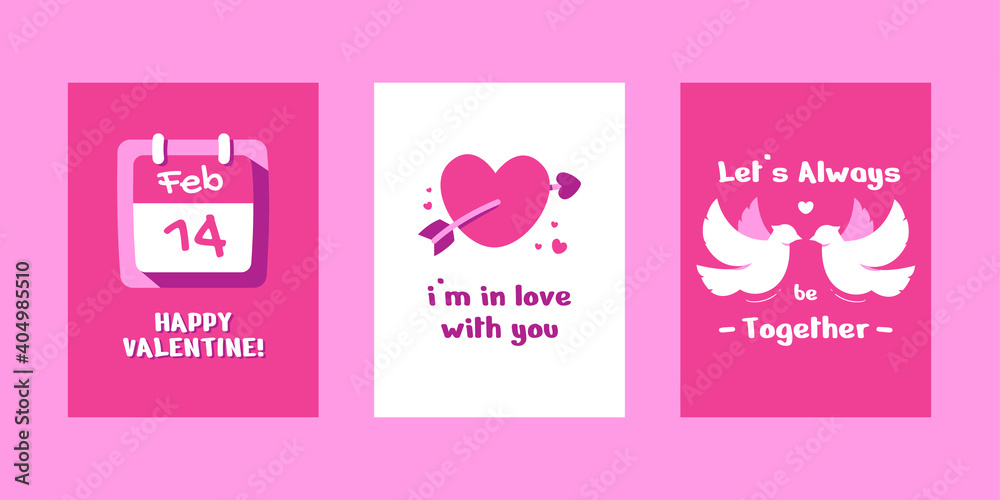 Valentine's day illustrations for cards poster or stickers