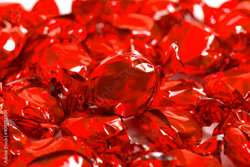 Background of Valentines Day Red Wrapped Candy