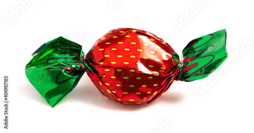Foto Wrapped Strawberry Candy in Decorative Wrapper