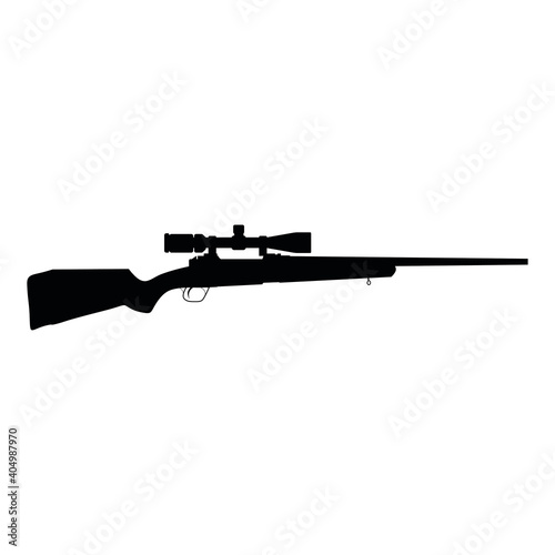 Sniper rifle silhouette isolated on white background. hunting sniper rifle.