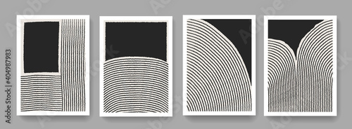 Set of Mid-century art posters. Abstract retro composition. Simple minimalistic illustration for Covers, Banners, Brochures and Postcards.