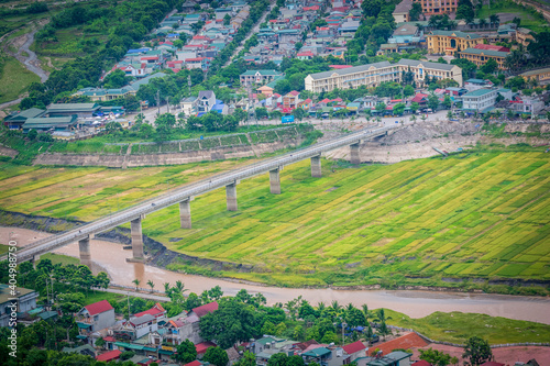 Terraced fields in the ripe rice season