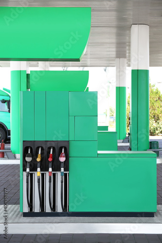 Gasoline pump at modern gas filling station