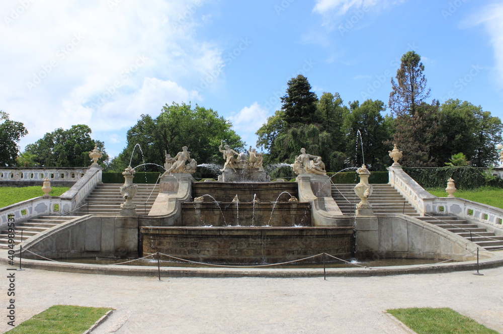 Renaissance fountain in Cesky Krumlov castle.  Czech Republic