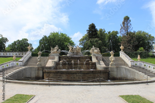 Renaissance fountain in Cesky Krumlov castle. Czech Republic