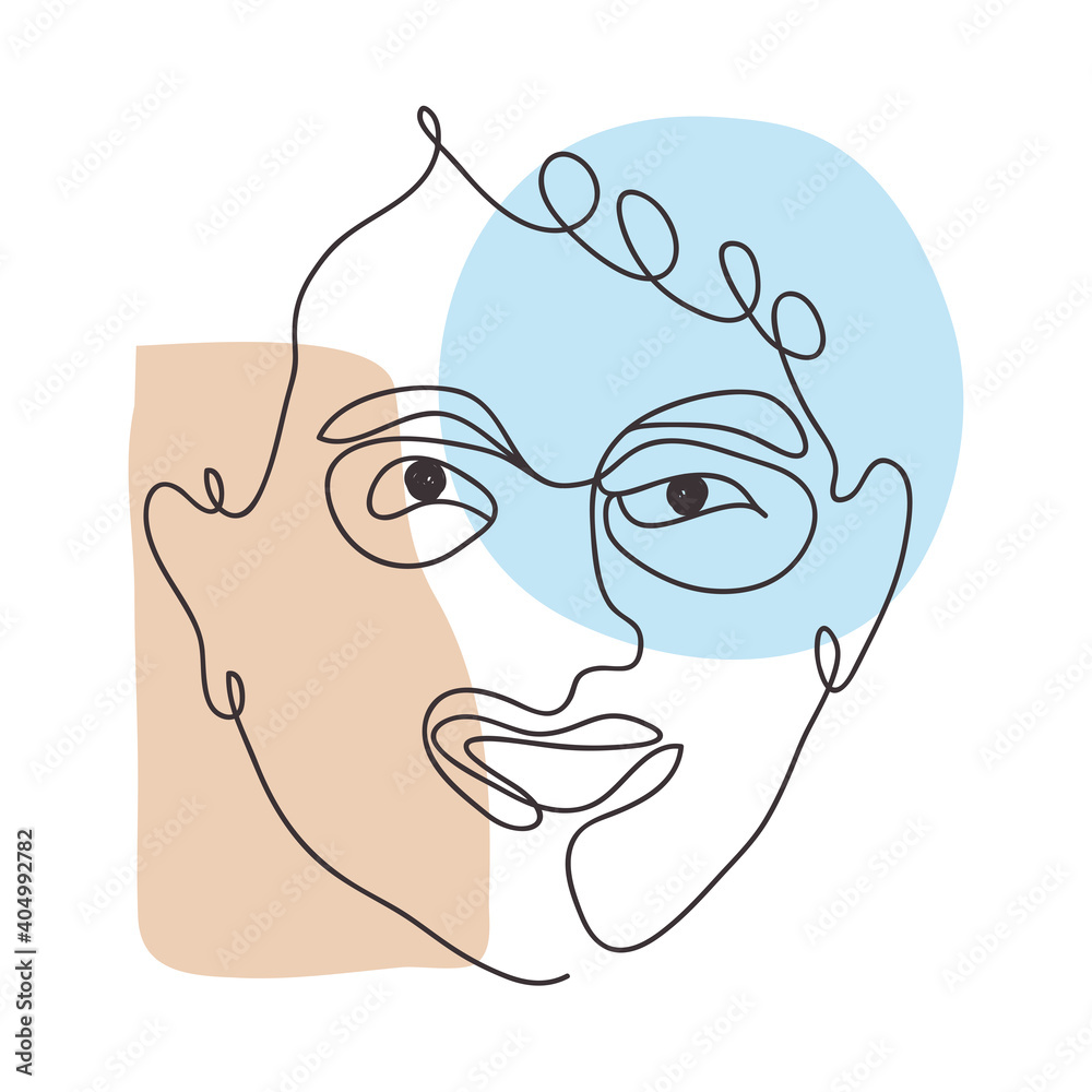 icon of hand drawn modern abstract face, colorful design