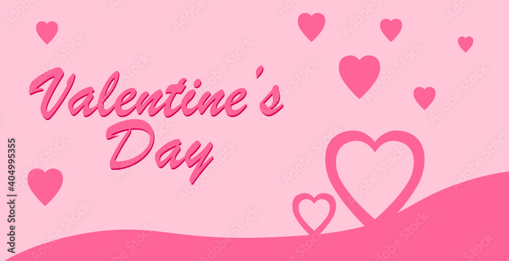 pink valentine's day greeting background design. Valentine's day flat and simple banner design. heart vector design