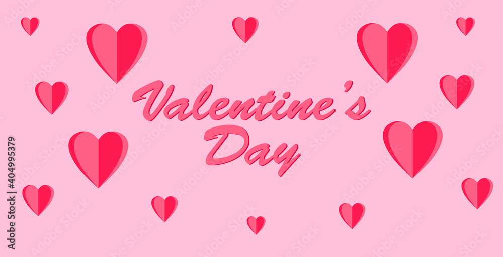 pink valentine's day greeting background design. fold heart vector. designs for banners