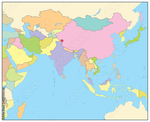 South Asia Political Map. No text