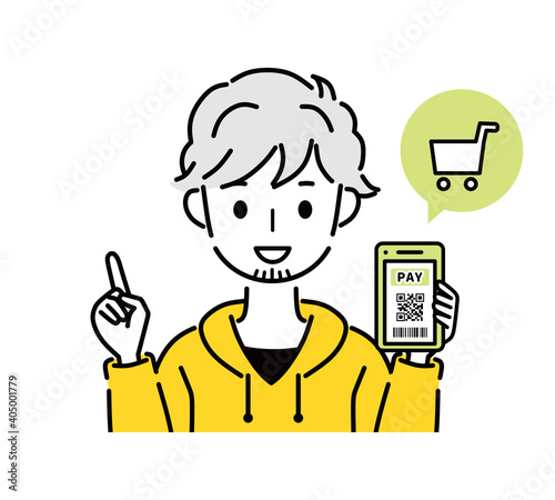 キャッシュレス　スマホ　男性