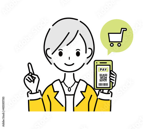 キャッシュレス　スマホ　女性