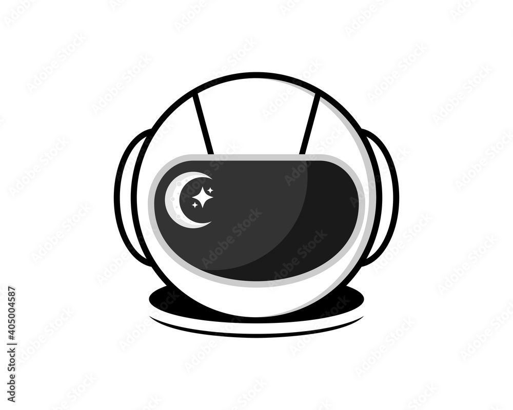 Astronaut helmet with crescent moon inside Astronaut helmet with crescent moon inside