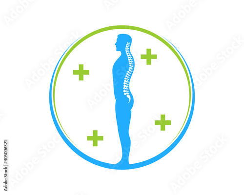 Healthy human spine in the circle
