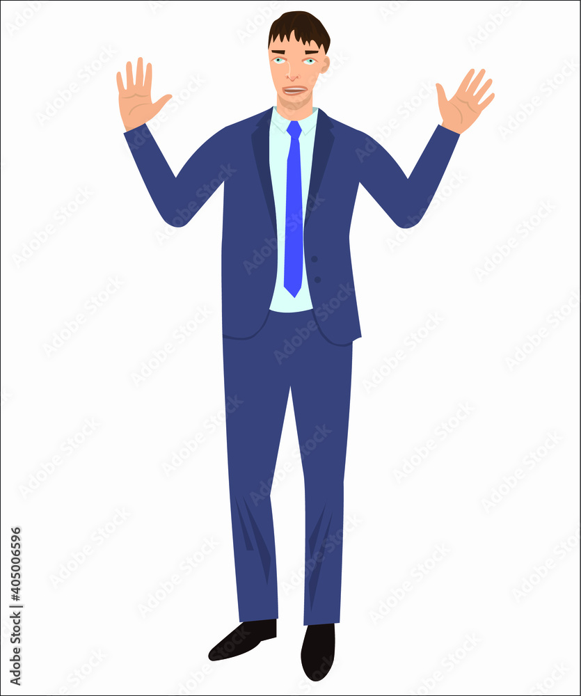 An irritated and angry businessman with open arms. An irritated and angry businessman with open arms.