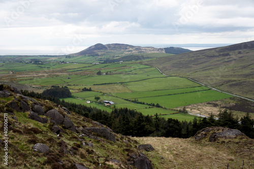 A green valley between the hills of the Cooley Peninsula.Ireland.