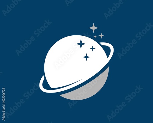 Abstract planet with ring and shinning star