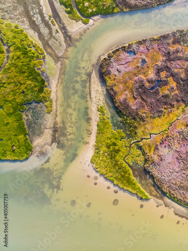 Aerial view of Velddrift wetland colourful abstract, Western Cape, South Africa photo