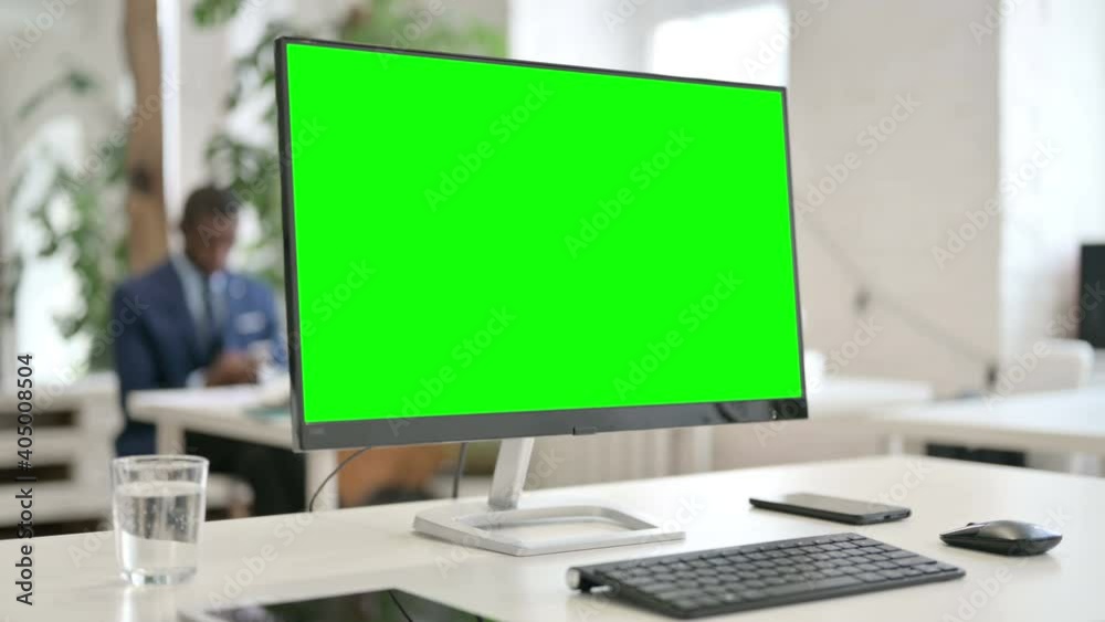 Close Up of Desktop with Green Chroma Key Screen Close Up of Desktop with Green Chroma Key Screen