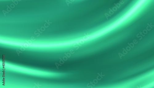 Green silk fabric abstract background. Abstract vector background luxury green cloth or liquid wave or wavy folds of grunge silk texture satin velvet material, luxurious background.Vector illustration