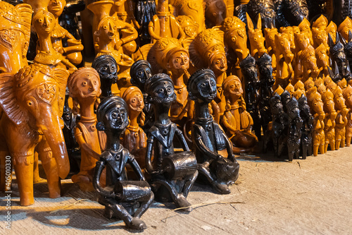 Famous Terracotta dolls, made in Bishnupur, Bankura, West Bengal, for sale in Handicraft Fair in Kolkata. photo