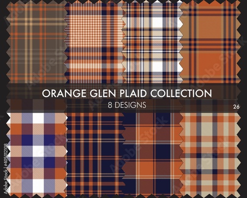 Orange Glen Plaid Tartan Seamless Pattern Collection