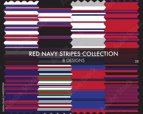 Red Navy Stripe Seamless Pattern Collection